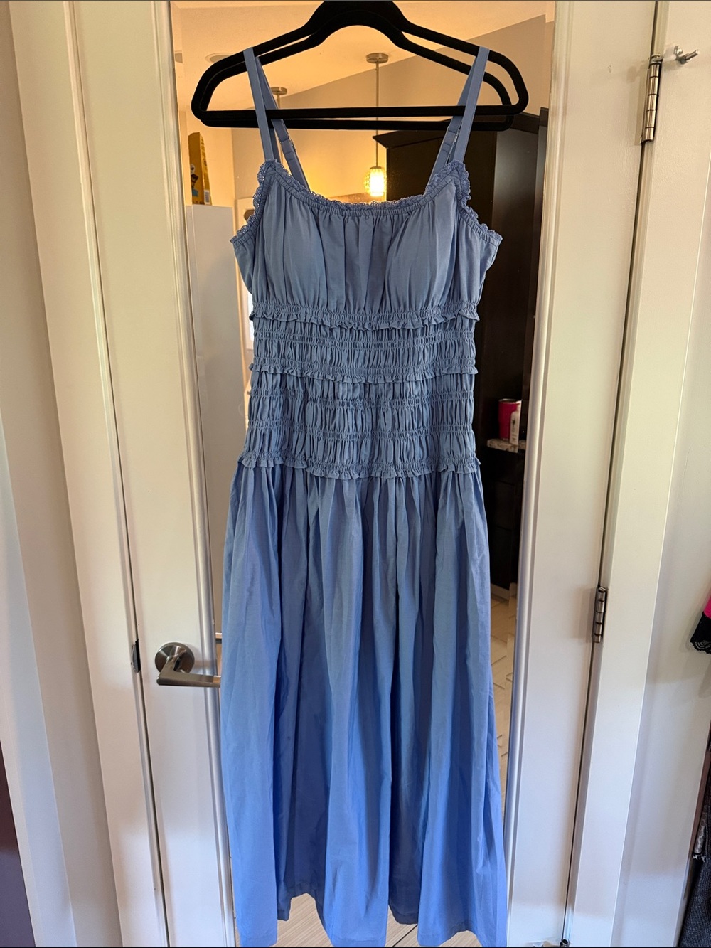 Abercrombie & Fitch Light Blue Smocked Midi Dress